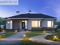 T-120-2P проект одноэтажного коттеджа из газобетона размером 14 на 15 