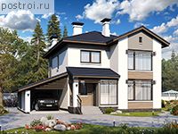 T-123-2P проект двухэтажного дома из газобетона с гаражом размером 10 на 12