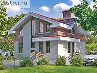 T-125-1K проект двухэтажного коттеджа из кирпича размером 9 на 9 