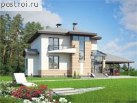 T-166-1P проект двухэтажного дома из пеноблоков с гаражом размером 14 на 11 