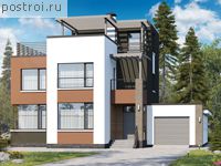 T-221-1P проект двухэтажного коттеджа из газобетона с гаражом размером 13 на 14 