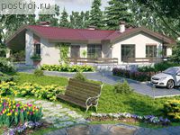 T-231-1K проект одноэтажного дома из кирпича с гаражом размером 16 на 27 