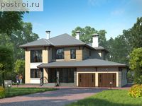 T-291-1K проект двухэтажного дома из кирпича с гаражом размером 17 на 18 