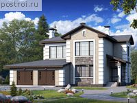 T-323-1P проект двухэтажного дома из пенобетона с гаражом размером 22 на 14 