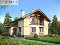 U-121-1K проект одноэтажного коттеджа из кирпича с мансардой размером 10 на 9 