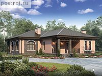 U-132-1P проект одноэтажного дома из пеноблоков размером 15 на 15