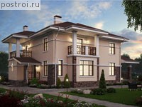 U-198-2K проект двухэтажного коттеджа из кирпича размером 14 на 12 