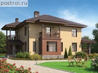 U-198-3P проект двухэтажного коттеджа из пенобетона размером 12 на 14 