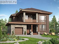 U-202-2K проект двухэтажного дома из кирпича с гаражом размером 13 на 14 