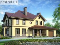 U-215-1P проект двухэтажного дома из пенобетона с гаражом размером 12 на 18 