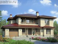 U-229-1K проект двухэтажного коттеджа из кирпича с гаражом размером 13 на 17 