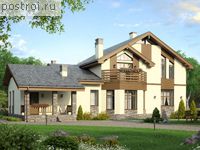 U-252-1K проект двухэтажного коттеджа из кирпича с гаражом размером 12 на 18 