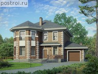 U-271-1P проект двухэтажного дома из пеноблоков с гаражом размером 16 на 15 