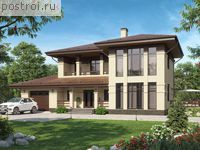 U-290-1P проект двухэтажного дома из пеноблоков с гаражом размером 13 на 17