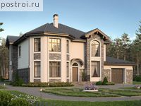 U-313-1P проект двухэтажного дома из пенобетона с гаражом размером 17 на 18 