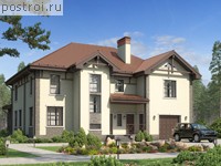 U-320-1P проект двухэтажного дома из пенобетона с гаражом размером 16 на 13