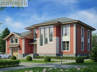 U-358-1P проект двухэтажного коттеджа из газобетона с гаражом размером 19 на 21 