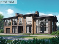 U-367-1K проект двухэтажного дома из кирпича с подвалом и гаражом размером 22 на 13 