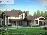 U-491-1P проект двухэтажного дома из газобетона с мансардой и гаражом размером 21 на 26 