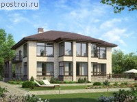 U-517-1P проект двухэтажного дома из газобетона с цоколем размером 14 на 17 