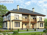 U-530-1P проект двухэтажного дома из газобетона с мансардой размером 19 на 14 