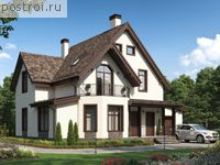 V-157-1P проект двухэтажного коттеджа из пеноблоков с подвалом и гаражом размером 15 на 10 