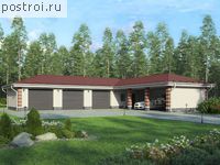 V-158-1P проект одноэтажного гаража из пеноблоков размером 17 на 18 