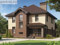 V-198-2P проект двухэтажного коттеджа из пенобетона размером 11 на 13 