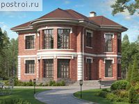 V-214-1P проект двухэтажного дома из пенобетона с цоколем размером 10 на 11 