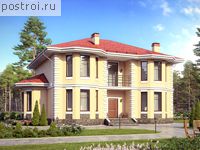 V-219-1P проект двухэтажного дома из пенобетона размером 12 на 16 