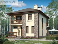 V-233-1P проект трехэтажного дома из газобетона с цоколем и мансардой размером 8 на 10 