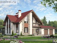 V-234-1P проект одноэтажного дома из газобетона с мансардой и гаражом размером 12 на 20