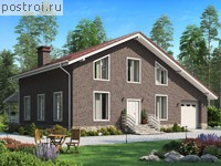 V-237-1K проект двухэтажного дома из кирпича с гаражом размером 16 на 11 