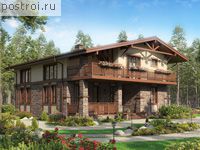 V-260-1P проект одноэтажного коттеджа из пеноблоков с мансардой размером 16 на 13 