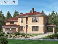 V-274-1K проект двухэтажного дома из кирпича с гаражом размером 13 на 17 