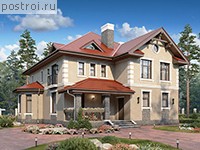 V-372-1K проект двухэтажного дома из кирпича с цоколем размером 13 на 14 