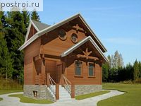 W-093-1P проект двухэтажного коттеджа из пеноблока с цоколем размером 8 на 8 